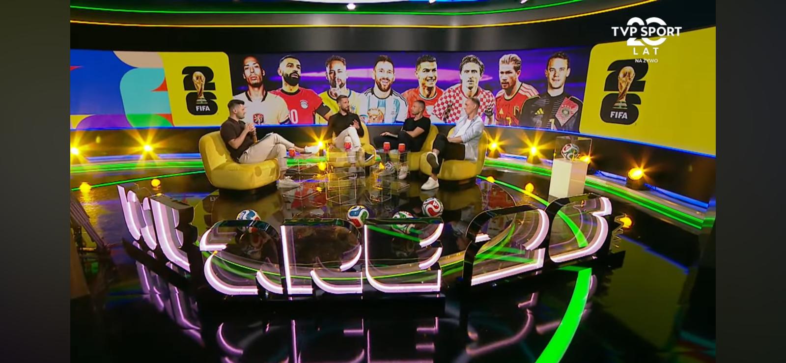 Scenografia TVP Sport z literami wykonanymi przez Lumeon